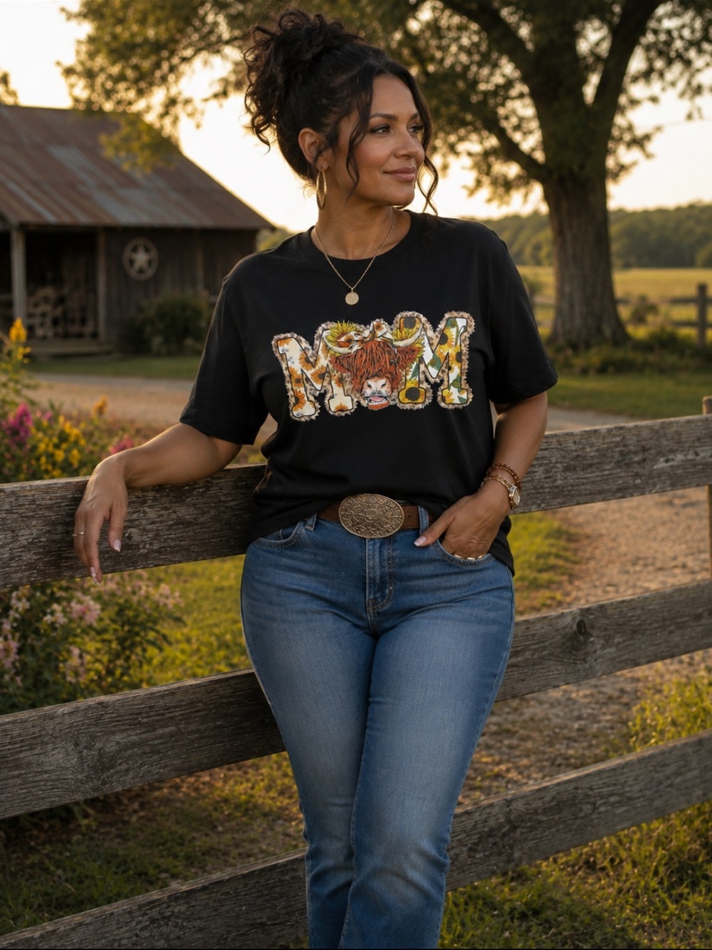 Mom Graphic Tee - Black Floral Mom Shirt
